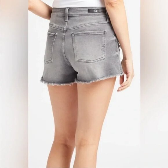 KUT From the Kloth High Rise Jane Short Distressed Gray Denim l Size 16 - Picture 3 of 9
